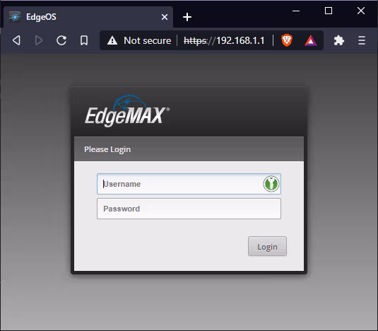 An example router login screen