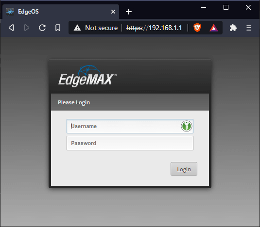 An example router login screen